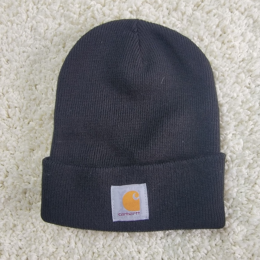 Carhartt Mens Black Acrylic Rib Knit Watch Hat Beanie One Size